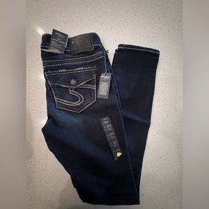 Silver Suki Jeans Super Skinny Womens 26x31 Stretch Dark Blue Denim NEW NWT